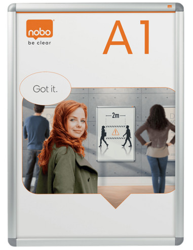 NB-1902211,Rama pentru perete NOBO, aluminiu, cu clip, A1, Gri