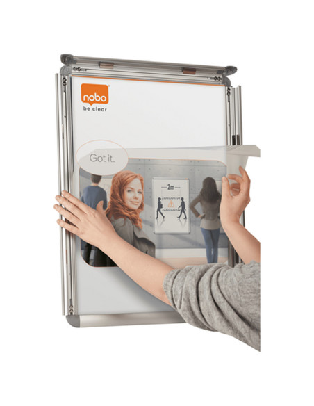 NB-1902211,Rama pentru perete NOBO, aluminiu, cu clip, A1, Gri