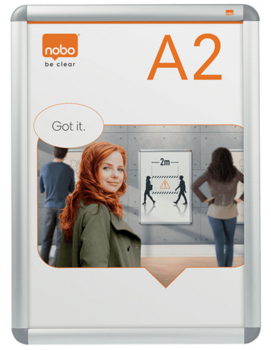 NB-1902212,Rama pentru perete NOBO, aluminiu, cu clip, A2, gri