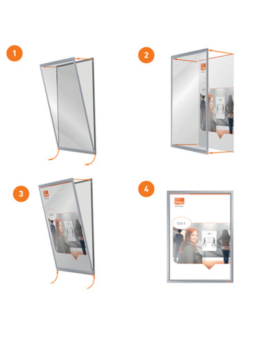 NB-1915578,Rama pentru perete NOBO Impression Pro, aluminiu, cu clip, A4, gri