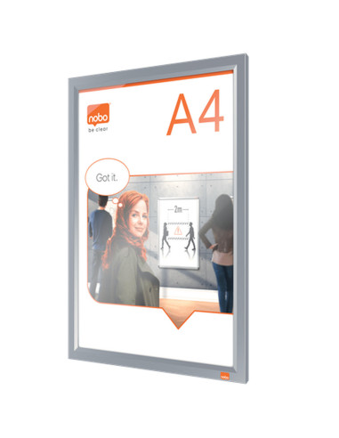 NB-1915578,Rama pentru perete NOBO Impression Pro, aluminiu, cu clip, A4, gri