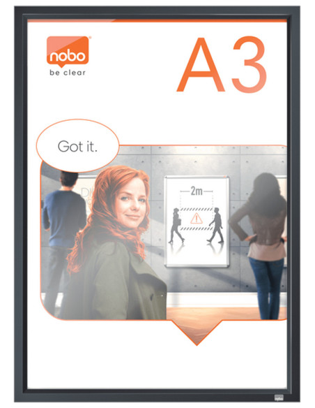 NB-1915581,Rama pentru perete NOBO Impression Pro, aluminiu, cu clip, A3, grafit