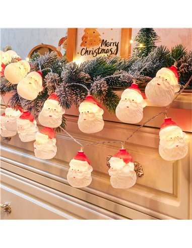 Instalatie cu baterii, 10 leduri, 1.6 M, Motiv Mos Craciun