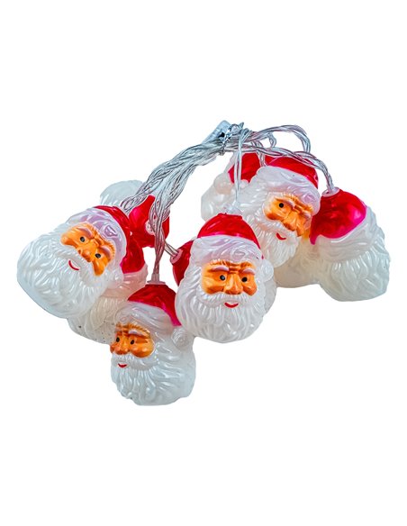 Instalatie cu baterii, 10 leduri, 1.6 M, Motiv Mos Craciun