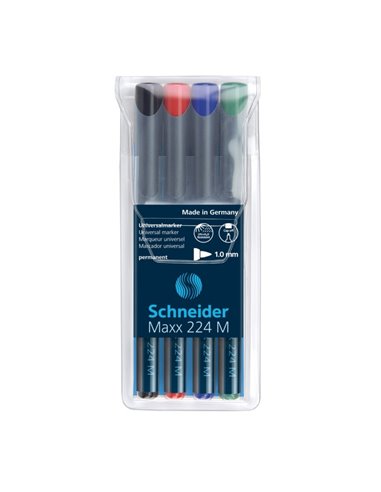 Marker OHP permanent Schneider 224, 1 mm, 4 buc/set