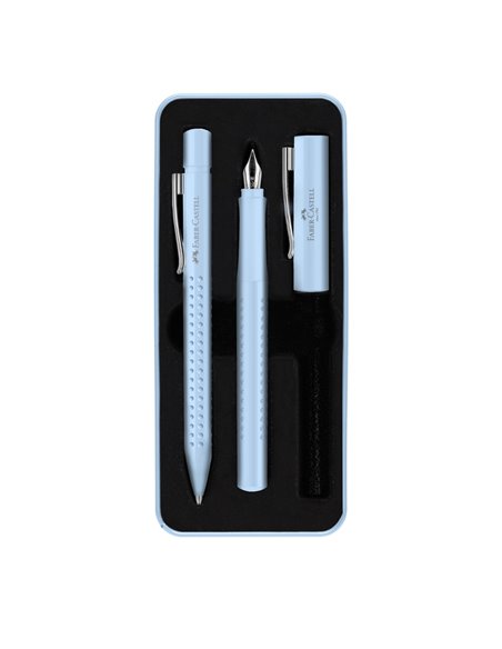 Set FABER-CASTELL stilou M + pix grip 2010, Bleu Sky