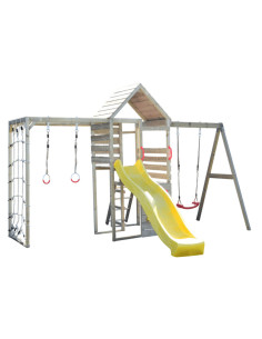 M41,Turn de joaca cu 2 platforme, panou de catarare, tobogan, leagan si modul de gimnastica (M41), Wendi Toys