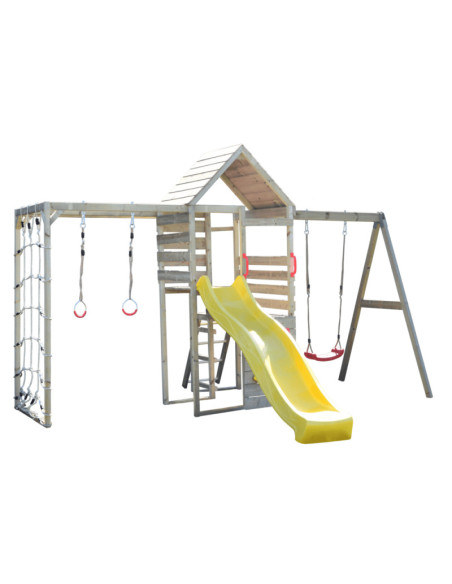 M41,Turn de joaca cu 2 platforme, panou de catarare, tobogan, leagan si modul de gimnastica (M41), Wendi Toys