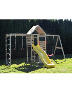 M41,Turn de joaca cu 2 platforme, panou de catarare, tobogan, leagan si modul de gimnastica (M41), Wendi Toys 2