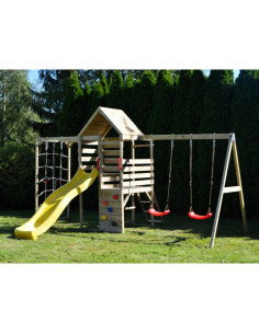 M42,Turn de joaca cu 2 platforme, panou de catarare, tobogan, leagan dublu si modul de gimnastica (M41), Wendi Toys 2