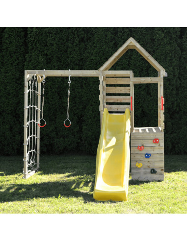 M40,Turn de joaca cu 2 platforme, panou de catarare, tobogan si modul de gimnastica (M40), Wendi Toys