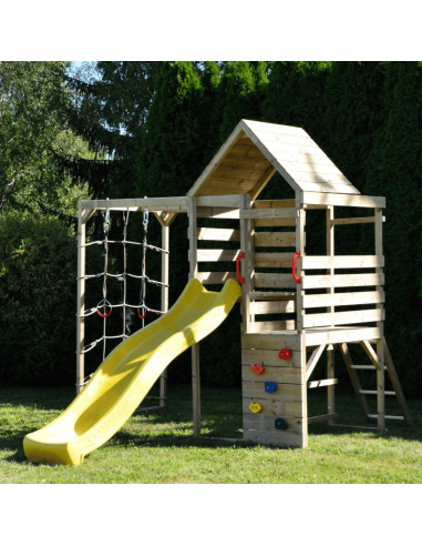 M40,Turn de joaca cu 2 platforme, panou de catarare, tobogan si modul de gimnastica (M40), Wendi Toys