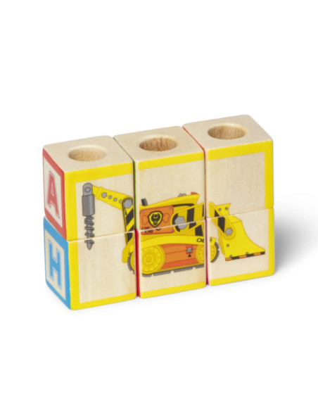 MD33272,Camion cu remorca, 28 cuburi din lemn cu litere si 3 figurine Paw Patrol, Patrula Catelusilor