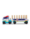 MD33272,Camion cu remorca, 28 cuburi din lemn cu litere si 3 figurine Paw Patrol, Patrula Catelusilor