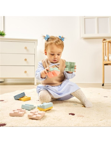 ML46021,Jucarie educativa Turn de Stivuit - cuburi moi, 6 luni+, Tower miniland 46021