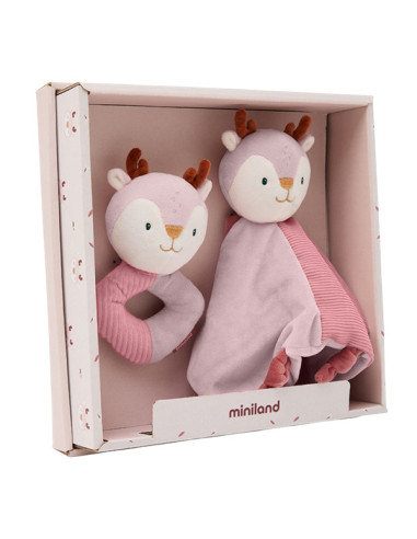 ML97370,Set cadou bebe - zornaitoare si paturica moale de atasament Caprioara, de la 0 luni