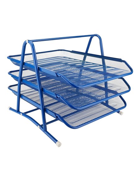 Suport Metalic Orizontal Documente Cu 3 Tavite Leviatan - Albastru