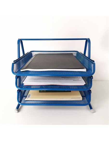 Suport Metalic Orizontal Documente Cu 3 Tavite Leviatan - Albastru