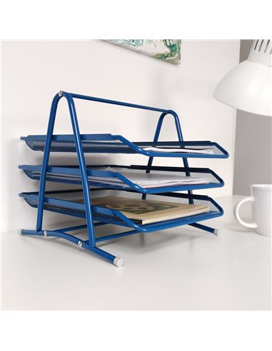 Suport Metalic Orizontal Documente Cu 3 Tavite Leviatan - Albastru