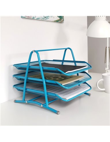 Suport Metalic Orizontal Documente Cu 3 Tavite Leviatan - Turcoaz