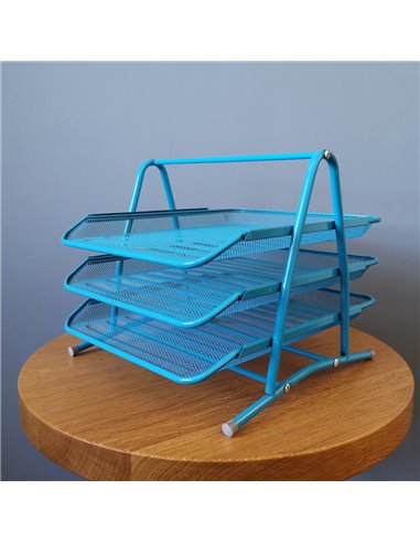 Suport Metalic Orizontal Documente Cu 3 Tavite Leviatan - Turcoaz