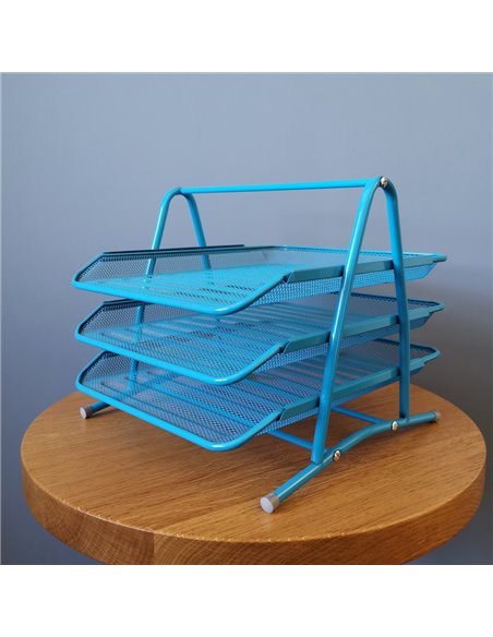 Suport Metalic Orizontal Documente Cu 3 Tavite Leviatan - Turcoaz