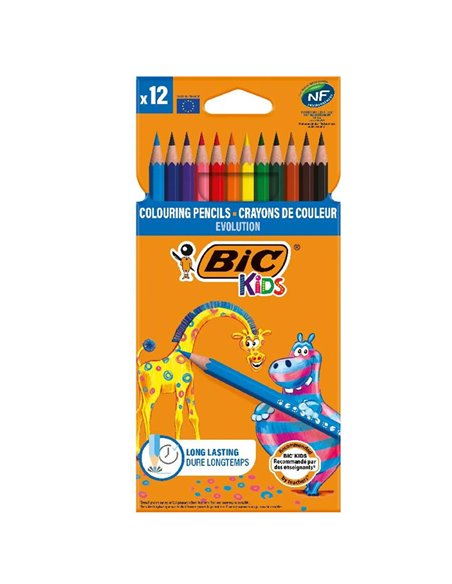 Creioane colorate BIC Evolution, 12 buc/set