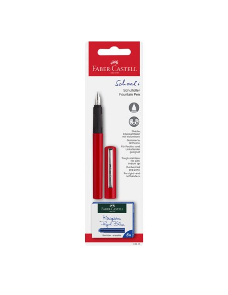 Blister Stilou Scolar Rosu + 6 Cartuse Faber-Castell