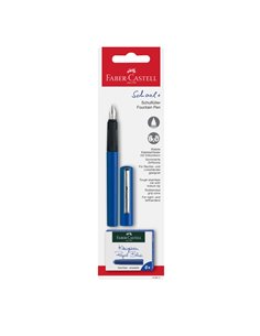 Blister stilou scolar albastru + 6 cartuse Faber-Castell