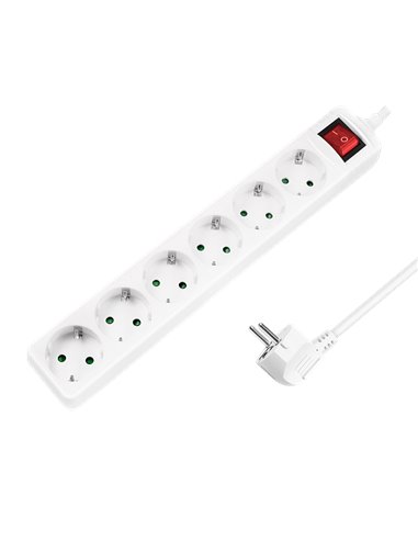 Prelungitor Logilink Schuko x 6,  CABLU 3G 1.5MM2, 230 V/16 A, 50 HZ, MAX. 3500 W, 1.5 M, Alb