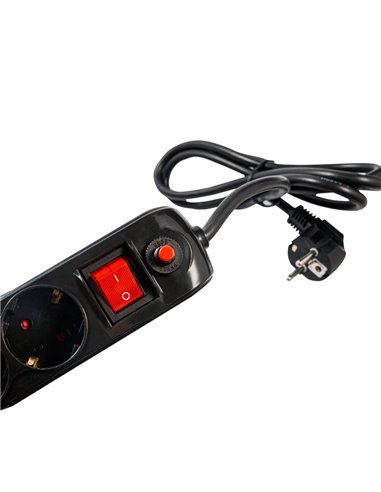 Prelungitor Spacer Schuko x 5, cablu 3 m,  16A, MAX. 3500W, protectie supratensiune, Negru