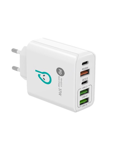 Alimentator retea Spacer Quick Charge 37W, 1 x USB Type-C 20W + 1 x USB QC 3.0