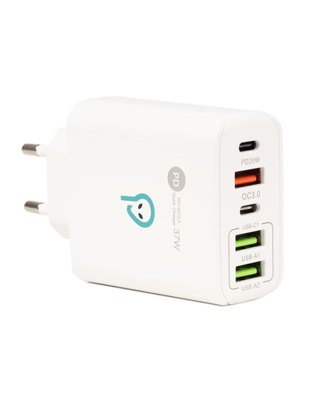 Alimentator retea Spacer Quick Charge 37W, 1 x USB Type-C 20W + 1 x USB QC 3.0
