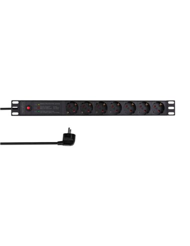 Prelungitor pentru rack 19” LogiLink, 7 prize, cu protectie, Negru