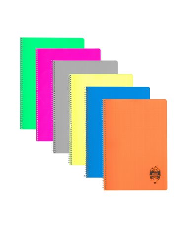 Set 6 Caiete A4 cu spira si coperta plastic Daco CT496AR, 96 file, 70g/mp, Matematica, Culori asortate