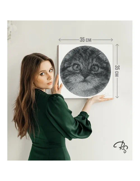 CRST-350,RingString Mini - Kit complet de String Art pentru a realiza tablou cu fir de ata dupa fotografia ta, diagonala 35 cm, 