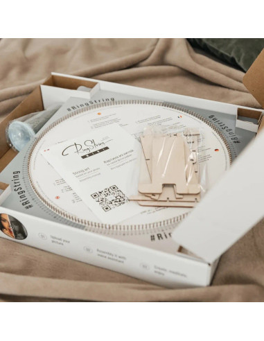 CRST-350,RingString Mini - Kit complet de String Art pentru a realiza tablou cu fir de ata dupa fotografia ta, diagonala 35 cm, 