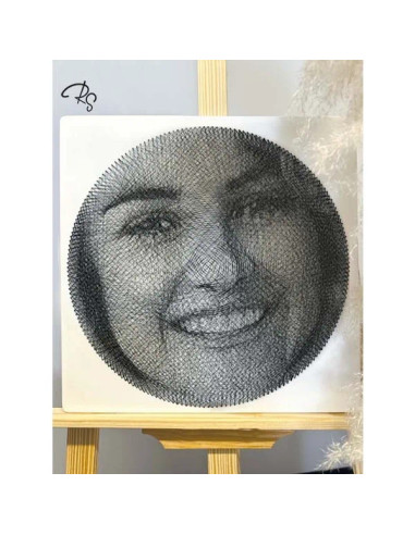 CRST-350,RingString Mini - Kit complet de String Art pentru a realiza tablou cu fir de ata dupa fotografia ta, diagonala 35 cm, 