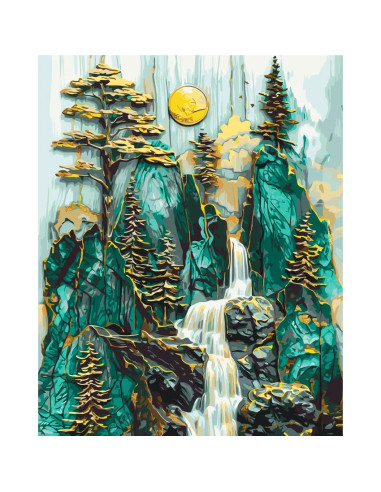 LW3453,Pictura pe numere cu sasiu si set de culori acrilice metalizate, 40x50 cm, LW3453