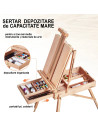 HX3_NEGRU,Sevalet portabil, de studio sau teren, din lemn de fag, cu cutie depozitare, paleta si curea transport, inaltime regla
