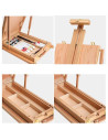 HX3_NATUR,Sevalet portabil, de studio sau teren, din lemn de fag, cu cutie depozitare, paleta si curea transport, inaltime regla