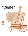 HX3_NATUR,Sevalet portabil, de studio sau teren, din lemn de fag, cu cutie depozitare, paleta si curea transport, inaltime regla