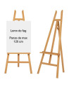 W09_NATUR,Sevalet pictura din lemn de fag, stabil si pliabil, pentru panze de pana la 120 cm, inaltime 149 cm, culoare natur, gr