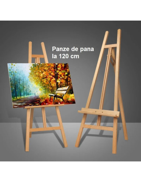 W09_NATUR,Sevalet pictura din lemn de fag, stabil si pliabil, pentru panze de pana la 120 cm, inaltime 149 cm, culoare natur, gr