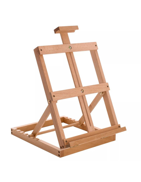 W07C_NATUR,Sevalet pliabil din lemn de fag, pentru pictura la masa/birou, inaltime 62 cm, suporta panza de pana la 58 cm, greuta