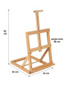 W07C_NATUR,Sevalet pliabil din lemn de fag, pentru pictura la masa/birou, inaltime 62 cm, suporta panza de pana la 58 cm, greuta