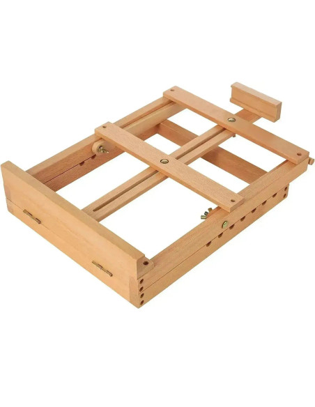 W07C_NATUR,Sevalet pliabil din lemn de fag, pentru pictura la masa/birou, inaltime 62 cm, suporta panza de pana la 58 cm, greuta