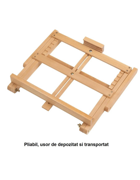 W07B_NATUR,Sevalet pliabil, de masa/birou, din lemn de fag, inaltime maxima 45 cm, panze de max 48 cm, culoare natur, W07B