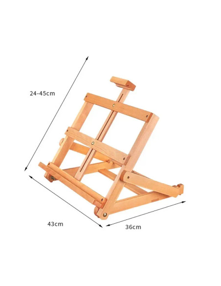 W07B_NATUR,Sevalet pliabil, de masa/birou, din lemn de fag, inaltime maxima 45 cm, panze de max 48 cm, culoare natur, W07B