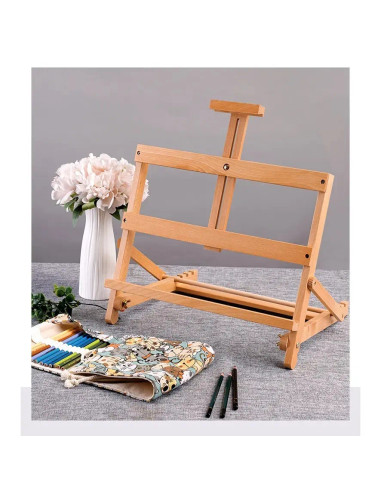 W07B_NATUR,Sevalet pliabil, de masa/birou, din lemn de fag, inaltime maxima 45 cm, panze de max 48 cm, culoare natur, W07B